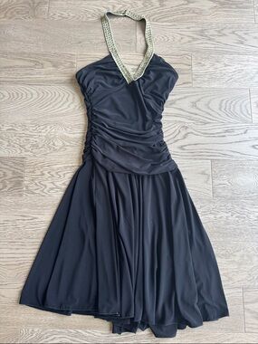 Buffalo David Bitton Black Strapless Halter Dress with Beaded Neckline Small